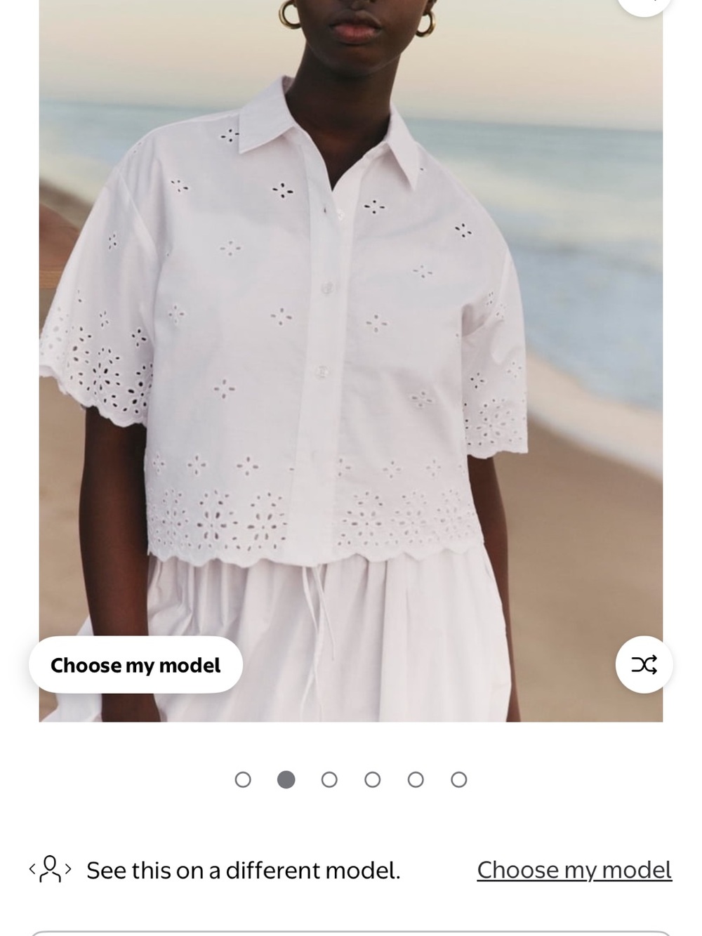 Free assembly White Eyelet Cotton Button-Up Blouse